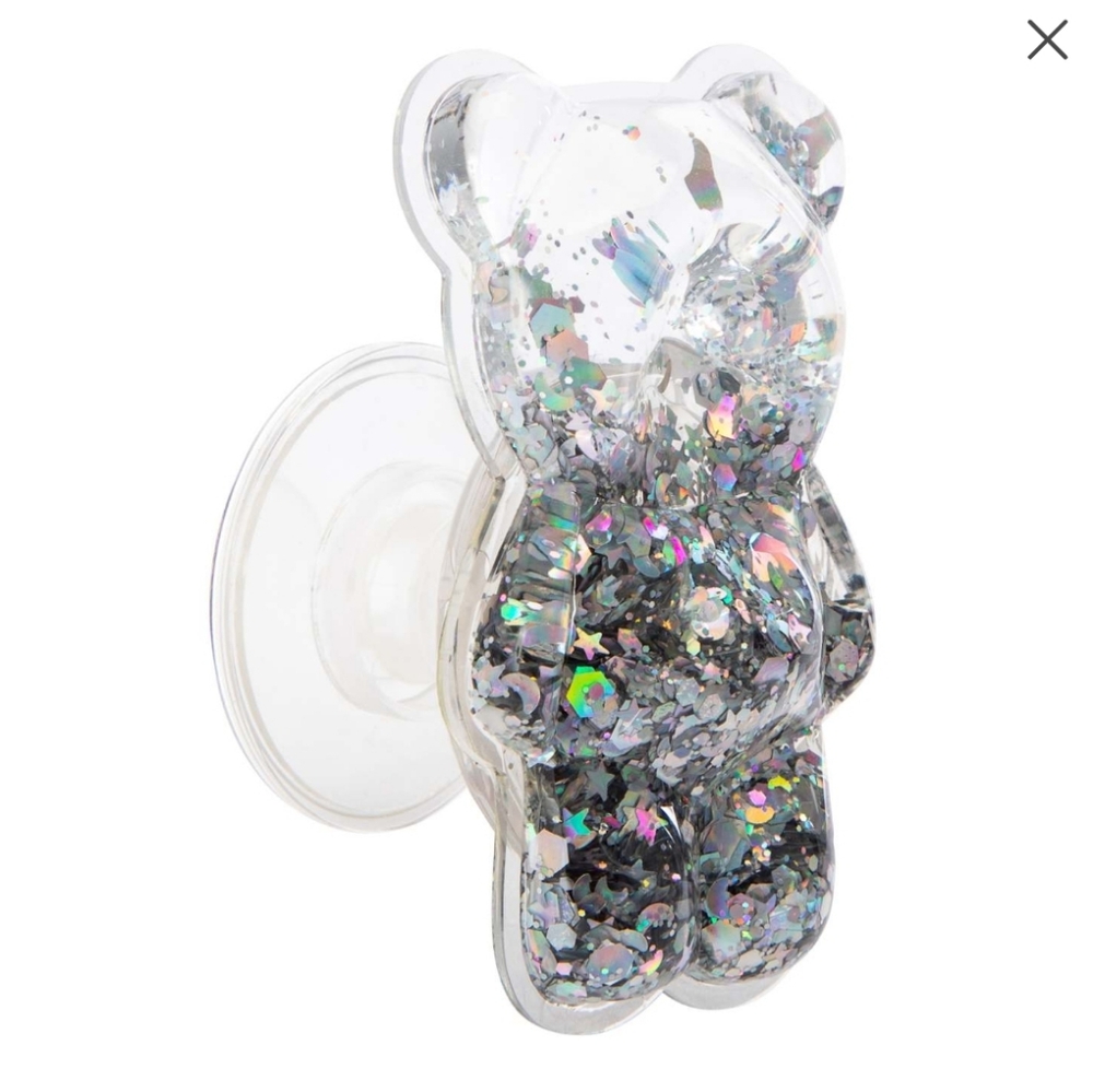 Phone Grip with Squishy Glitter Bear Design - Picture 2 of 6